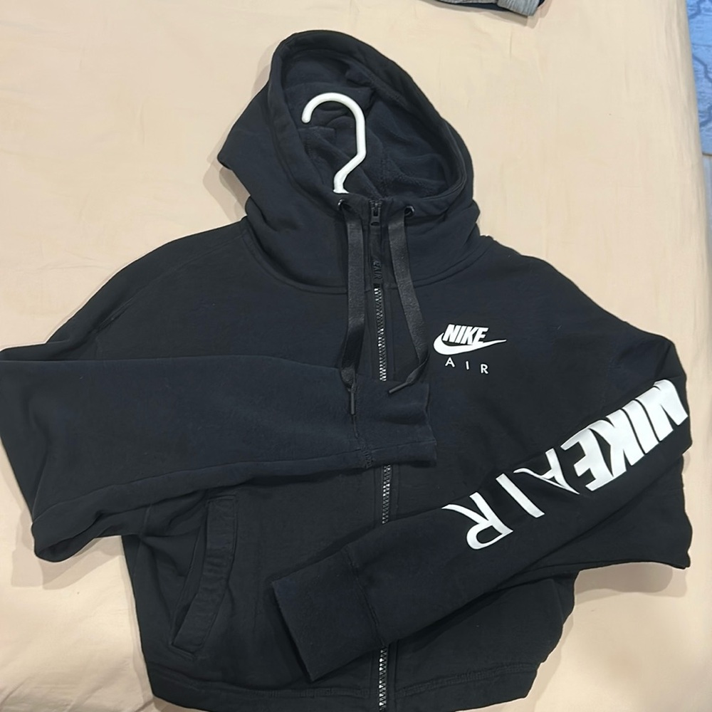 Black Nike crop top zip hoodie size S